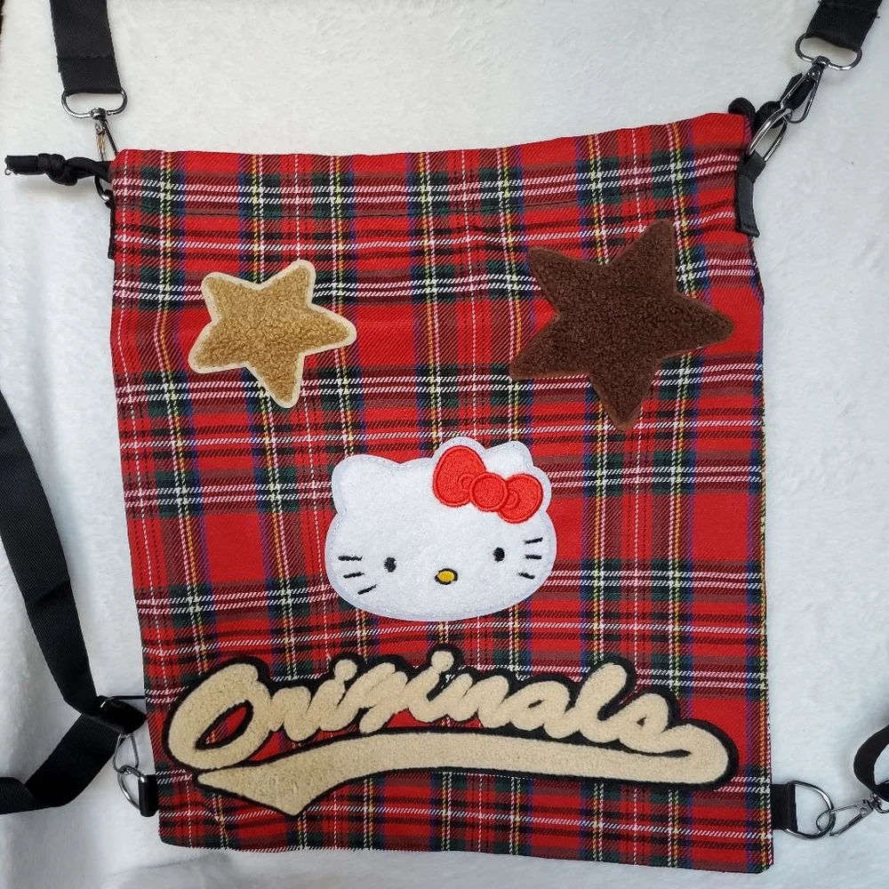 Hello Kitty Messenger Bag Retro Plaid Drawstring